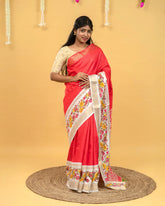 SC3661 - Dola Silk Saree Checked Body With White Border
